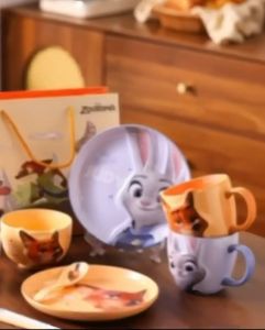 💖Ready Stocks💖ZOOTOPIA 5 in 1 Ceramic Tableware Set  Bowl Plate Mug Spoon Chopsticks Gift Set For Daily Use