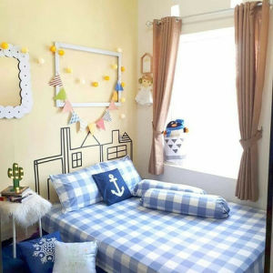 (BAYAR DI TEMPAT) Sprei aesthetic kotak ala korea emily khaki ukuran single 120x200 180x200 sprei 160x200 /satu set 2 sarung bantal 1 sarung guling /seprei murah kualitas