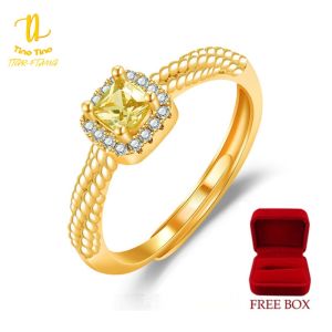 Cincin Perak Ukiran Zirkonia Hijau Square dengan Hiasan Diamond Bintang 4K Gratis Kotak - TINO TINO FTANG