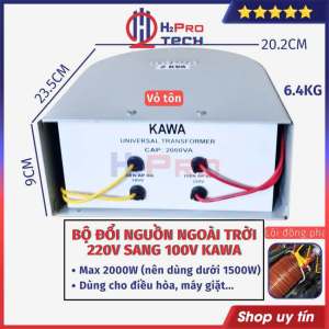 Đổi Nguồn 220V Sang 110V 100V Ngoài Trời Kawa 2000W Dùng Cho Điều Hòa - Máy Giặt Biến Áp Tự Ngẫu Cao Cấp - H2Pro Tech
