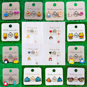 FORTUNEWORKS Hypoallergenic Handpainted Stud/Drop Earrings Princess Cinderella Alice In The Wonderland Ariel Mermaid Snow White Winnie The Pooh Piglet Tsum Tsum Mickey Minnie Mouse Dumbo Finding Nemo Dory Duffy Cute