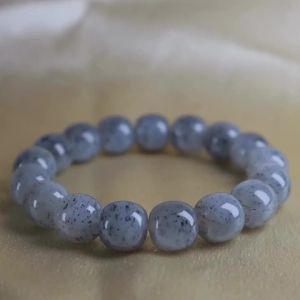 Natural Ink Splash Blue White Hetian Jade Bracelet 12*11mm Old Barrel Shape Smooth Single Loop Chinese Style Bracelet