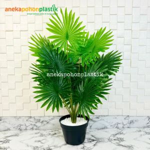 Pohon Hias Daun Palem Kipas Sadeng X18 Semi Latex Artificial Pot Dasar Hitam Plastik Tanaman Imitasi Plastik Dekorasi Ruangan
