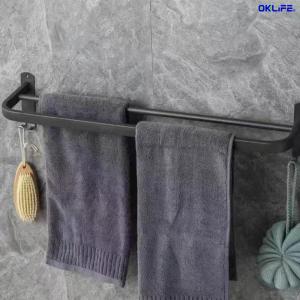 [OKLIFE®]No Punch Stainless Steel Bathroom Accessories Set Wall Mount Towel Rack Corner Shower Storage Shelf with Hook