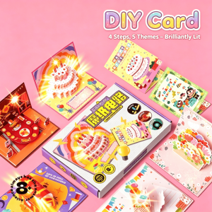 3D Pop Up Card DIY Magic Paper Circuit Glowing Foldable Science Experiment Educational Toy 4 Steps to Light Up 5 Themes Luminous Handmade Card Kit