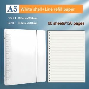 A5/B5 Loose Leaf Binder Notebook Refillable Translucent PVC Binder Protector Cover Notebook Ring Binder 60 sheets Detachable