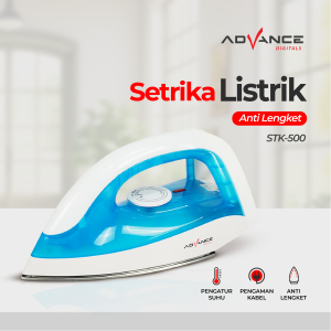 【Ready+BIsa COD】ADVANCE Setrika Listrik Anti Lengket STK-500 Hemat Listrik 350 Watt Garansi Resmi 1 Tahun