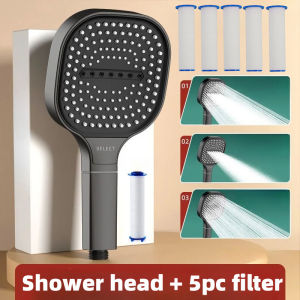 KEBETEME 13CM Large Panel Nozzle 3 Modes Shower Head High Pressure Water Massage Shower Head With Filter Element Bathroom Bathing tools