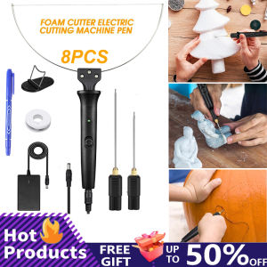 8 in 1 Electric Foam Cutter Kit Foam Cutting Pen with Transformer Adapter 0-300℃ Adjustable Temperature Styrofoam Cutting Tools
