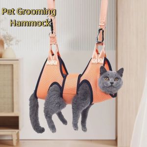 OUTOPEN Anti Scratch Dog Grooming Hammock Bite Restraint Hanging Dog Trimming Restraint Bag Pet Beauty Hammock Breathable Cat Fixed Bath Bag for Cleaning