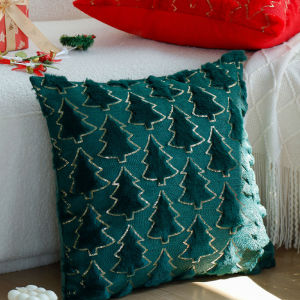 Christmas Sequins Pillowcase Red Festive Cushion Cover Living Room Sofa Cushion Cover Holiday Decoration