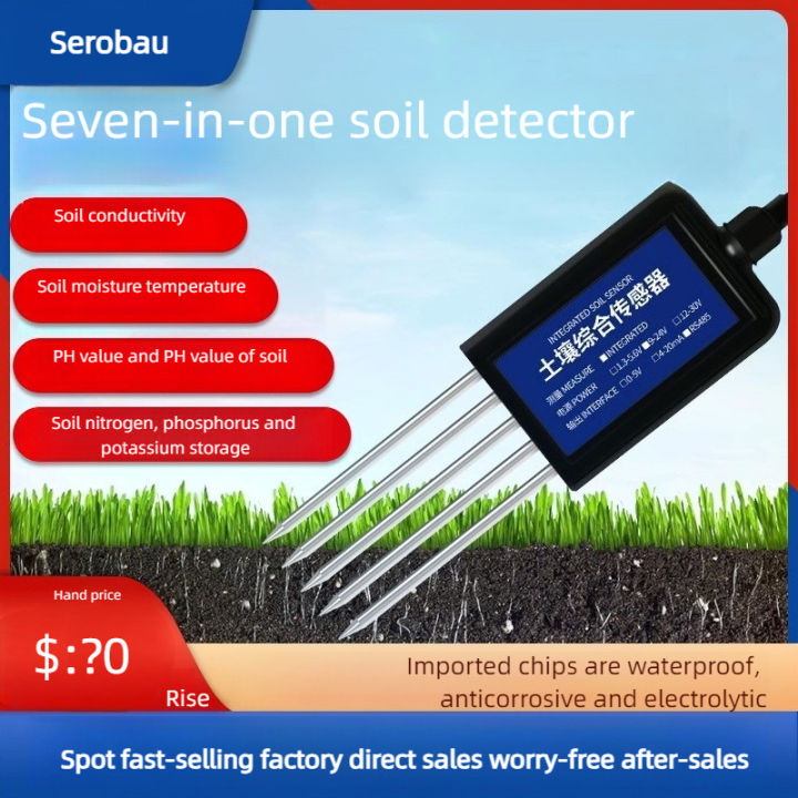 RS485 Modbus Sensor 7 in 1 Measure Soil Moisture Temperature Humidity ...