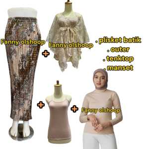 Setelan Kebaya Wanita dan Rok Plisket Batik Terbaru Cantik Kebaya Wisuda Modern Kekinian202mm mm