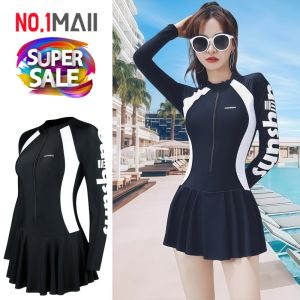 ชุดว่ายน้ำผู้หญิง ชุดว่ายน้ำกระโปรงเดรสแขนยาว สีดำ ขนาดของสินค้า รอบอก28นิ้ว รอบเอว26นิ้ว ยาว28นิ้ว (ขนาดก่อนยืด) สินค้าพร้อมส่ง