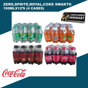(4 CASES) Coca-Cola SpriteRoyalZeroCoke Original Taste Swakto Softdrinks Beverages Soda 190 mL X 48 bottles