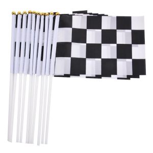 SEKINEW 10pcs/pack Signal Sport Events Cheer Race Flag Racing Party Check Flag Racing Polyester Flags Racer Checkered Flags Waving Flags