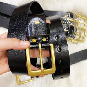 Thắt lưng dây nịt nam da bò khóa đồng đúc trơn cao cấp màu đen bảo hành ưu đãi 2 năm