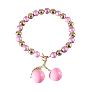 Fashionable Pink Cherry Pendant Necklace Exaggerated Fruit Charm Women Neckchain Jewelry for Students and Professionals