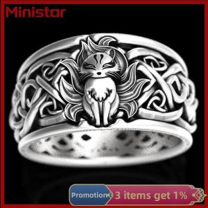 Ministar Vintage Nine Tailed Fox Rings For Women Men Trendy Ring Jewelry Gifts Adjustable