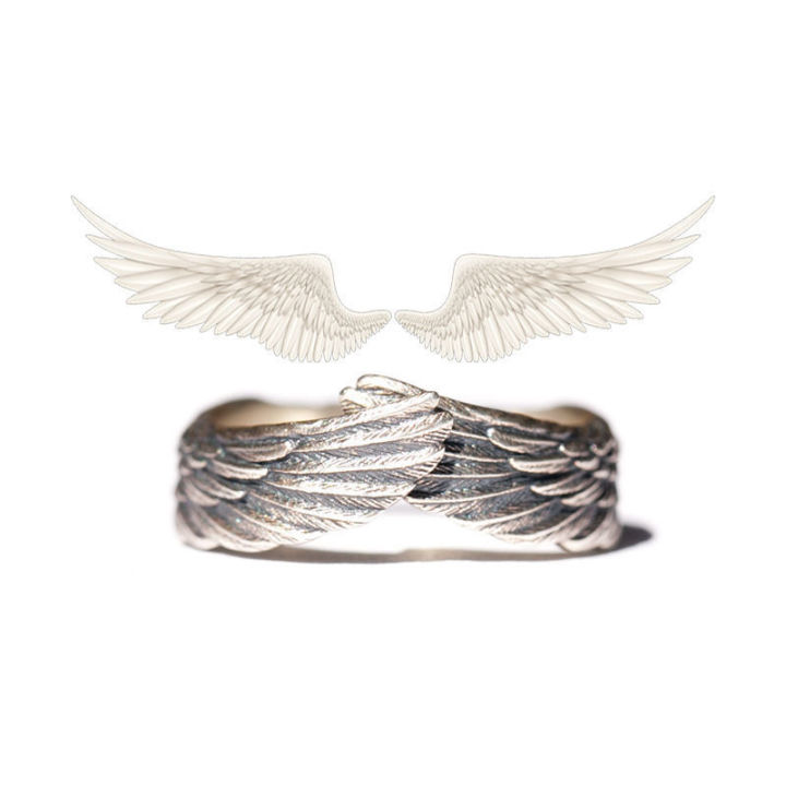 【QNTR】Angel Wings Rings, Adjustable Opening Ring for Men