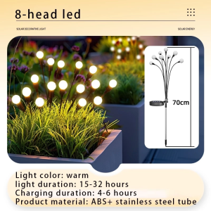 【2PCS】Solar Lights LED Firefly Light Solar Garden Lamps Outdoor Waterproof Ball Romantic Rocking Sway by Wind Decorative Light For Lawn Garden Yard Aisle Porch Patio Driveway