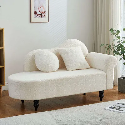 Mini European Style Sofa Bed Room Lamb Velvet Fabric Couch Rest Area Sweetheart Chair Residential Furniture Soft Padding