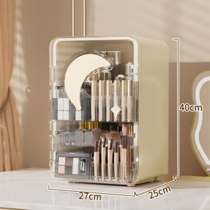 COOLSOO โปร่งใสและมองเห็นได้ กล่องเก็บเครื่องสำอาง ชั้นเก็บของแบบเป็นชั้น จุได้มาก ตู้เก็บเครื่องสำอาง กันน้ำกันน้ำได้ ที่จัดเก็บเครื่องสำอาง