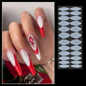 24ชิ้นแม่พิมพ์ซิลิโคนแบบติดเล็บสติ๊กเกอร์ติดเล็บฝรั่งเศสสำหรับต่อแม่พิมพ์เล็บเจลแม่พิมพ์สร้างรูปแบบเล็บ