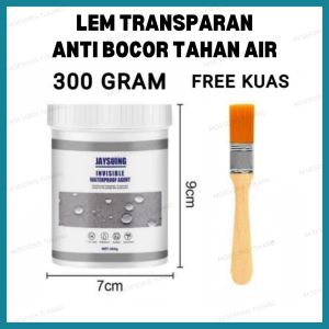 Lem Transparan Jaysuing 300g Cat Anti Bocor Keramik Kamar Mandi Kolam Serbaguna Free Kuas