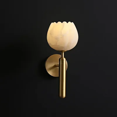 HEIKESZ Wall Lamp Marble Bedroom Light Luxury Mirror Front Modern New Minimalist Chinese Style Living Room and Bedside Copper Wall Lamp High-End Spanish