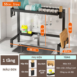 Gslife 65/85/95/120cm Kệ Bát 2 Tầng Inox Đa Năng Trên Bồn Rửa Bát Sơn Tĩnh Điện Phiên Bản 2023