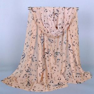 CHANBAEK for Four Season Fashion Ladies Gift Accessory Treble Clef Printed Women Neck Scarf Music Note Printed Scarf Muffler Chiffon Silk Scarf Shawl