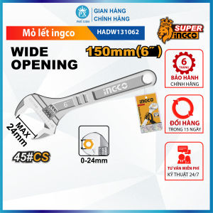 Mỏ lết cầm tay đa năng INGCO HADW131 6" 8" 10" 12" 15” 18”cờ lê thép Cr-V siêu cứng chống rỉ điều chỉnh độ mở sữa chữa tháo mở bulong
