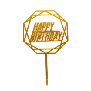 Nijito - Gold Silver Black Acrylic Star Love Happy Birthday Cake Topper Topping Cake Party Decoration Wedding Kek Stick