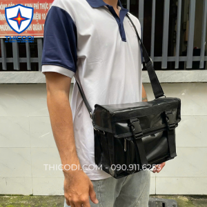 Túi đeo chéo mini ngang D27xR21xC11 đeo hông xe máy đa năng ( tặng kèm 1 can nhựa 10L ) đựng đồ nghề dụng cụ vải bạt dày