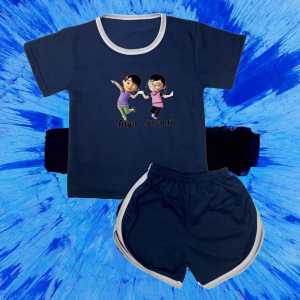 Setelan Anak Baju/Kaos Playful Colour Gambar Kartun AIYA SUSANTI Umur 6 Bulan - 7 Tahun