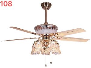 Quạt trần đèn chùm 5 cánh phong cách Bắc Âu khiển từ xa lõi đồng 6 tốc độ giócó chế độ đảo chiều (BH 5 năm)