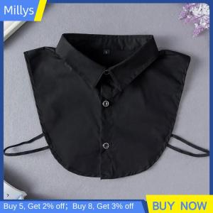 Millys เสื้อคอปกปลอมสำหรับเสื้อคอปกที่ถอดออกได้เสื้อสีทึบเสื้อผู้หญิงเสื้อผ้าสีขาวสีดำสำหรับผู้ชาย