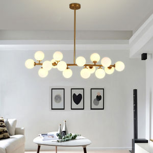 Modern Glass lampshade Gold Chandelier Lighting LED Lamp Living Room Bedroom Decor Chandeliers Kitchen Island Indoor Light Fixtures