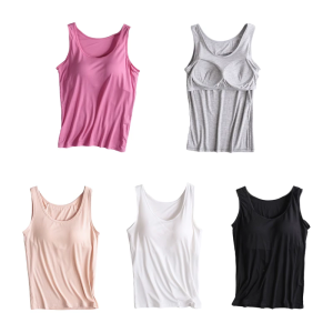 Không Tay Racerback áo ba lỗ Cho Phụ Nữ Với áo lót tích hợp trong Áo Ngực độn Thể Thao Camis Áo Sơ Mi Tập Thể Dục Tập Thể Dục Áo chạy bộ