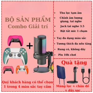 Mic thu âm GM7 Mic livestream có màng lọc tiếng ồn lọc tạp âm Micro sử dụng cho PC-Laptop-Điện thoại có đèn led
