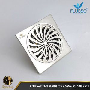 Flusso Floor Drain Afur Lantai Saringan Got Kamar Mandi Stainless 4 inch Hitam Anti Bau Motif 2509