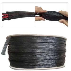 PET Black Cable Sleeve Length 1M Insulated Braided Sleeving Data Line Flame-Retardant Nylon Tube