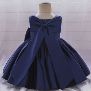 MQATZ Pageant Child Ceremony Baptism 1 Year Birthday Dress For Baby Girl Solid Princess Party Dress Big Bow 2-10 Years L2009