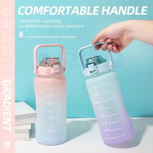 RL 2L Water Bottle Frosted Motivational with Time Marker & Straw-BPA Free Gift Flip-Flop Lid Sticker COD