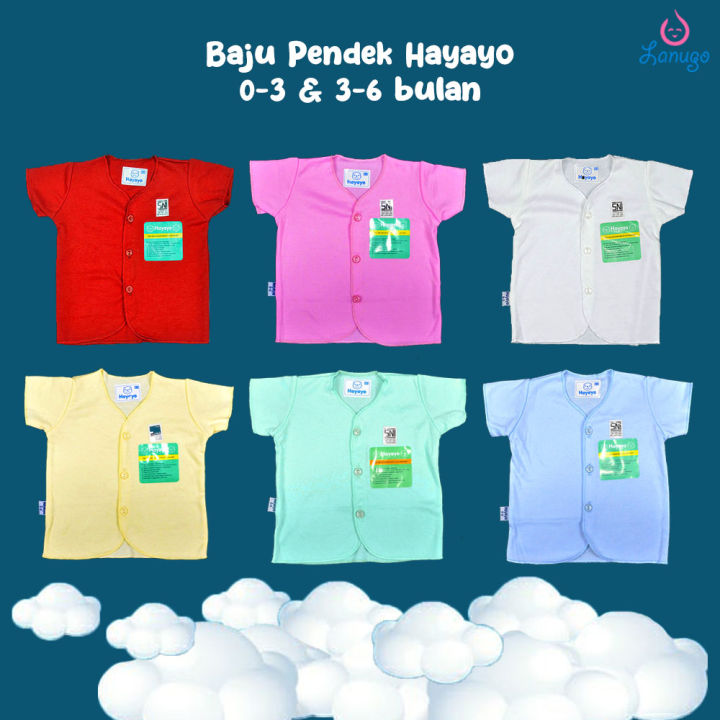 HAYAYO Pcs Baju Lengan Pendek Bayi/Baby Warna Newborn (0-6M