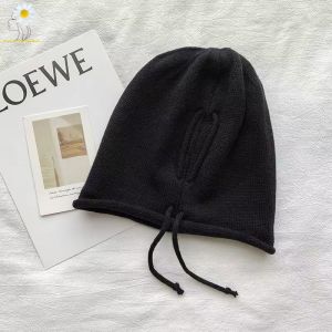 Knitted Baggy Beanie Hat Women Men Drawstring Kpop Slouchy Wool Cap Winter Spring Warm Soft Skullcaps Outdoor Windproof Bonnet