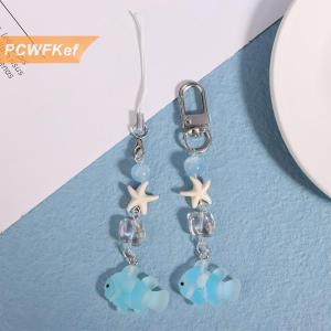 【PCWFKef】 Y2k Biển Màu Xanh Cá Sao Biển Điện Thoại Charms Mặt Dây Chuyền Dễ Thương Bead Handmade Cô Gái Ngọt Ngào Keychain Cho Túi Máy Ảnh Treo