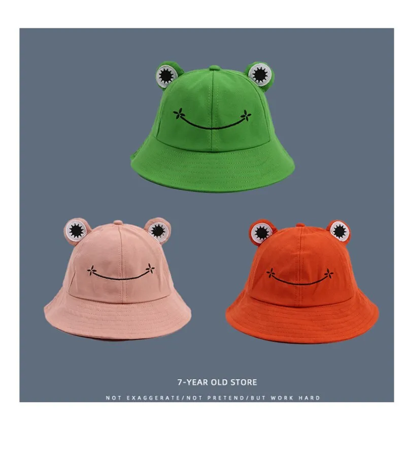 New Cute Frog Bucket Hat Parent-Kid Cartoon Froggy Hat Summer