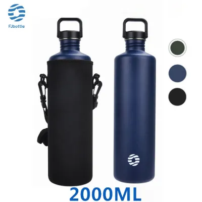 FJbottle Water Bottle 2000ml With Bag Tumbler Fitness Single Layer Stainless Steel Outdoor Sports Bottle